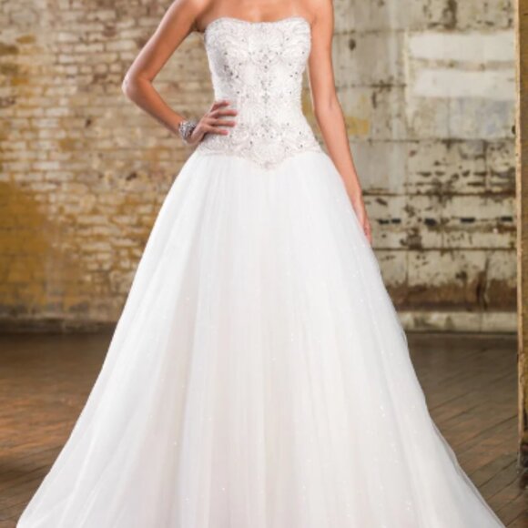 Justin Alexander Sequin Tulle Monarch Train Ball Bridal Gown Style